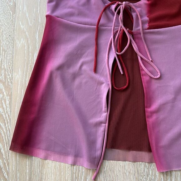 ZARA Tie-Front Layered Chiffon Cami Tank Top Tie-Dye Pink SzL - Picture 5 of 13